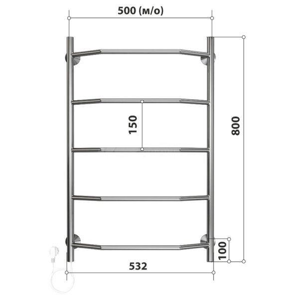 Полотенцесушитель электрический Stelmix 80x50 см, трапеция. Фото 2