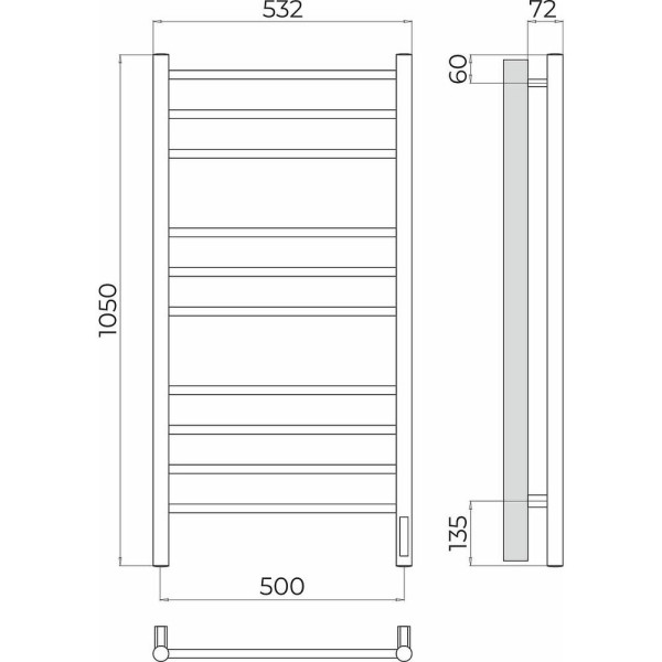 Полотенцесушитель электрический Terminus Аврора П10 50х105. Фото 2