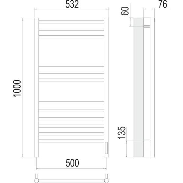 Полотенцесушитель электрический Terminus Аврора П12 50х100. Фото 2