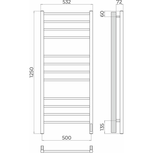 Полотенцесушитель электрический Terminus Аврора П12 50х125. Фото 2