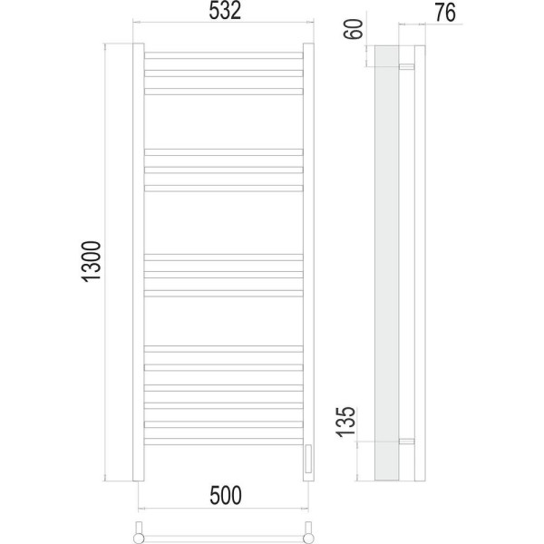 Полотенцесушитель электрический Terminus Аврора П15 50х130. Фото 2