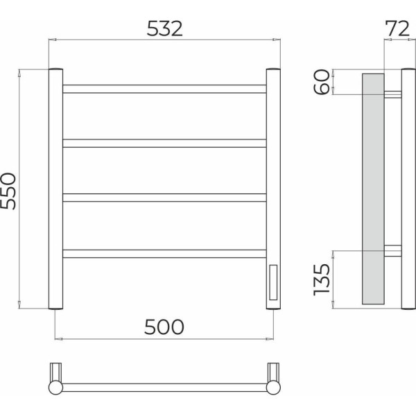 Полотенцесушитель электрический Terminus Аврора П4 50х55. Фото 2