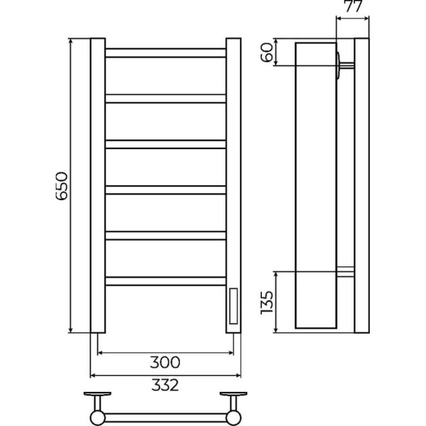 Полотенцесушитель электрический Terminus Аврора П6 30х65. Фото 2