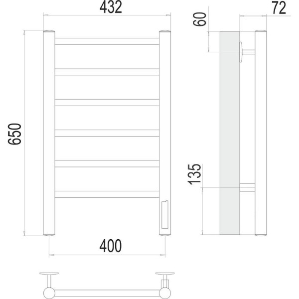 Полотенцесушитель электрический Terminus Аврора П6 40х65. Фото 2