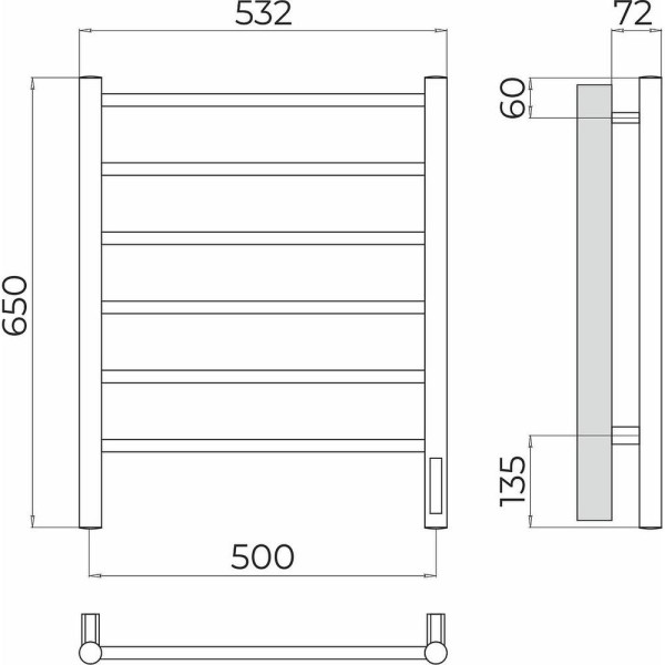Полотенцесушитель электрический Terminus Аврора П6 50х65. Фото 2