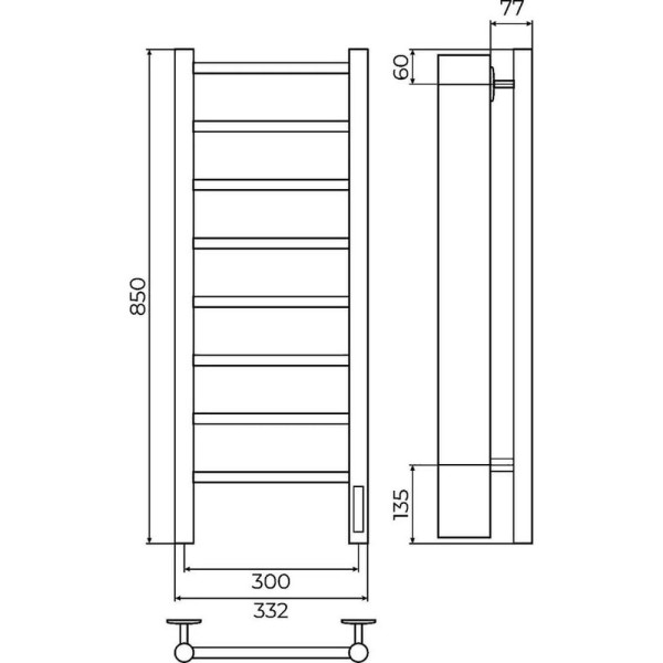Полотенцесушитель электрический Terminus Аврора П8 30х85. Фото 2