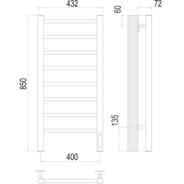 Полотенцесушитель электрический Terminus Аврора П8 40х85. Фото 2