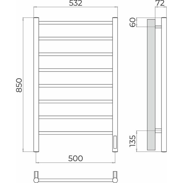 Полотенцесушитель электрический Terminus Аврора П8 50х85. Фото 2