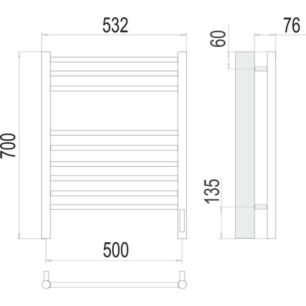 Полотенцесушитель электрический Terminus Аврора П9 50х70. Фото 2
