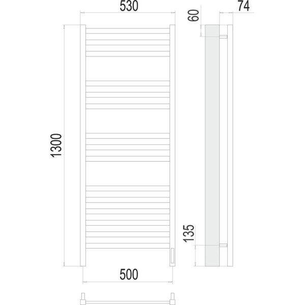 Полотенцесушитель электрический Terminus Енисей П15 50х130. Фото 2