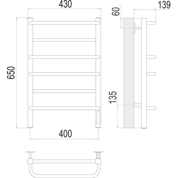 Полотенцесушитель электрический Terminus Евромикс квадро П6 40х65. Фото 2