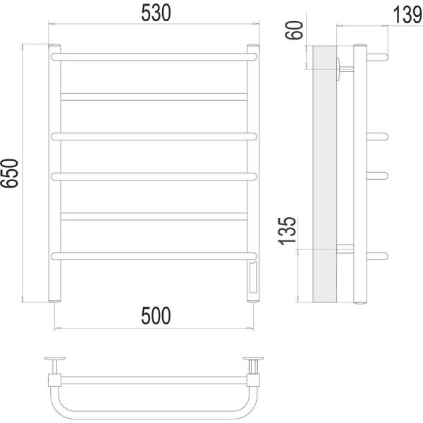 Полотенцесушитель электрический Terminus Евромикс квадро П6 50х65. Фото 2