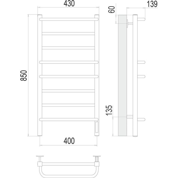 Полотенцесушитель электрический Terminus Евромикс квадро П8 40х85. Фото 2