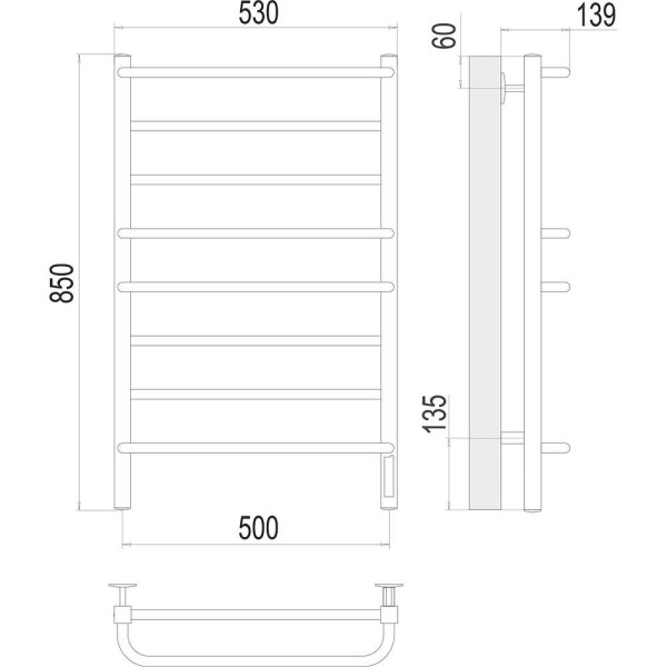 Полотенцесушитель электрический Terminus Евромикс квадро П8 50х85. Фото 2