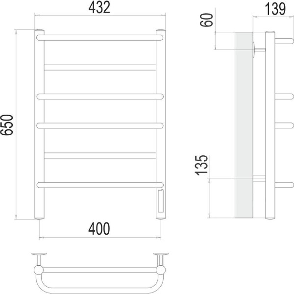 Полотенцесушитель электрический Terminus Евромикс П6 40х65. Фото 2