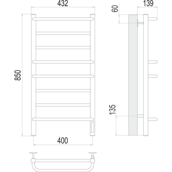Полотенцесушитель электрический Terminus Евромикс П8 40х85. Фото 2