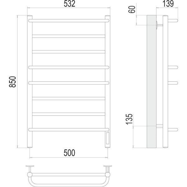 Полотенцесушитель электрический Terminus Евромикс П8 50х85. Фото 2