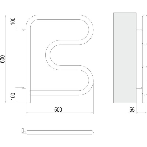 Полотенцесушитель электрический Terminus F-обр 50х50, поворотный. Фото 2