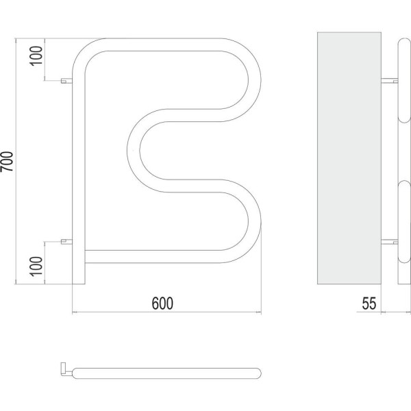 Полотенцесушитель электрический Terminus F-обр 60х60, поворотный. Фото 2