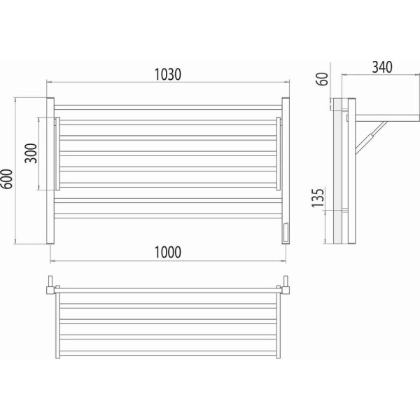 Полотенцесушитель электрический Terminus Горизонт П8 100х60. Фото 2