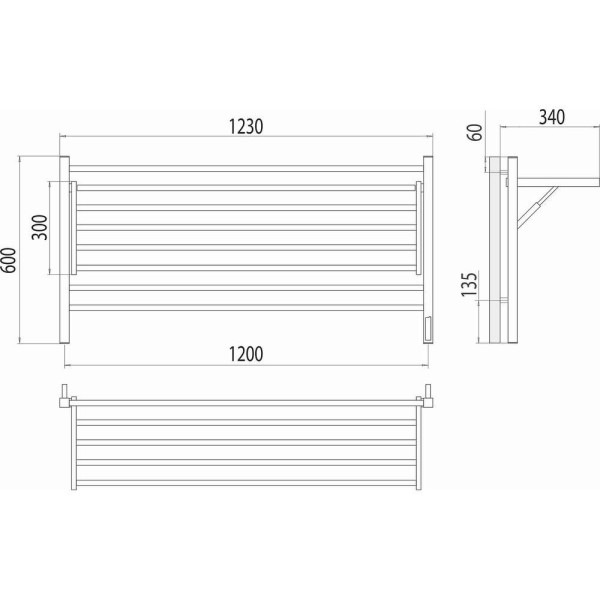 Полотенцесушитель электрический Terminus Горизонт П8 120х60. Фото 2
