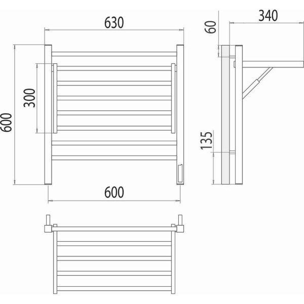 Полотенцесушитель электрический Terminus Горизонт П8 60х60. Фото 2