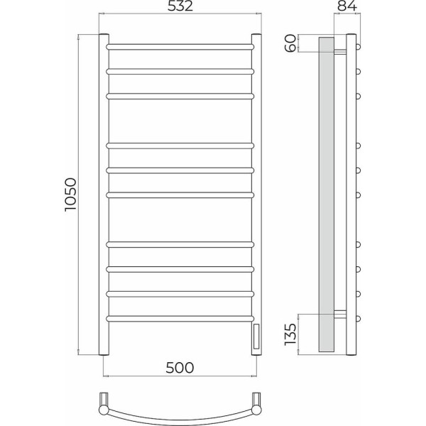Полотенцесушитель электрический Terminus Классик П10 50х105. Фото 2