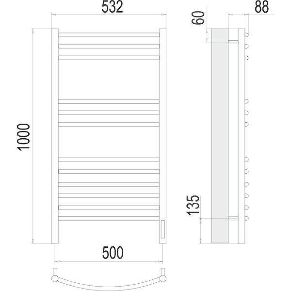 Полотенцесушитель электрический Terminus Классик П12 50х100. Фото 2