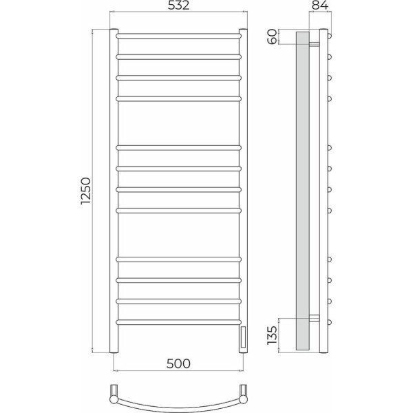 Полотенцесушитель электрический Terminus Классик П12 50х125. Фото 2