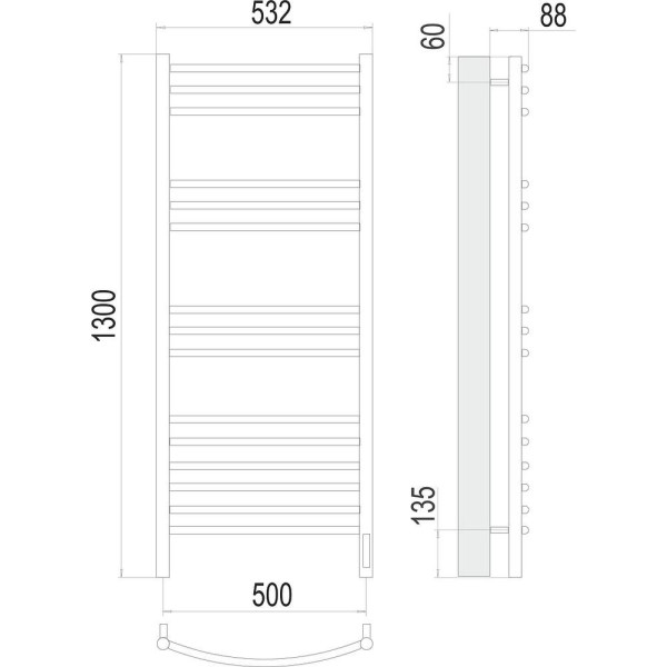 Полотенцесушитель электрический Terminus Классик П15 50х130. Фото 2