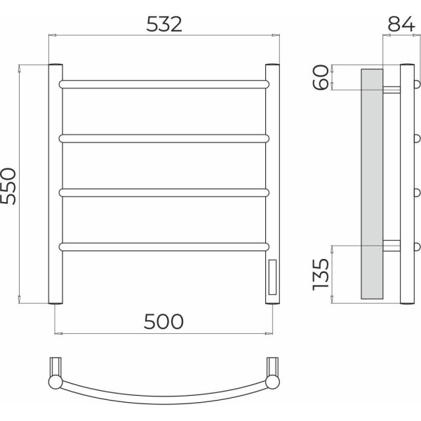 Полотенцесушитель электрический Terminus Классик П4 50х55. Фото 2