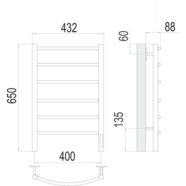 Полотенцесушитель электрический Terminus Классик П6 40х65. Фото 2