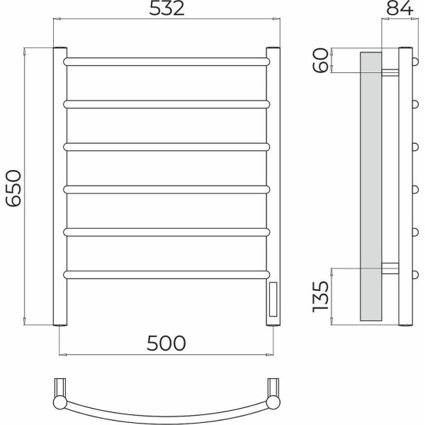 Полотенцесушитель электрический Terminus Классик П6 50х65. Фото 2