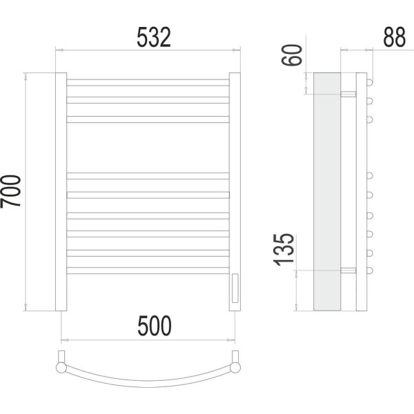 Полотенцесушитель электрический Terminus Классик П9 50х70. Фото 2