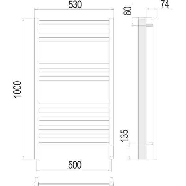 Полотенцесушитель электрический Terminus Ното П12 50х100. Фото 2