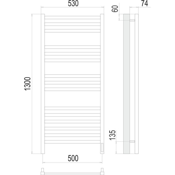 Полотенцесушитель электрический Terminus Ното П15 50х130. Фото 2