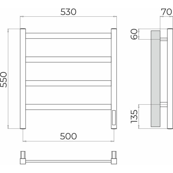 Полотенцесушитель электрический Terminus Ното П4 50х55. Фото 2