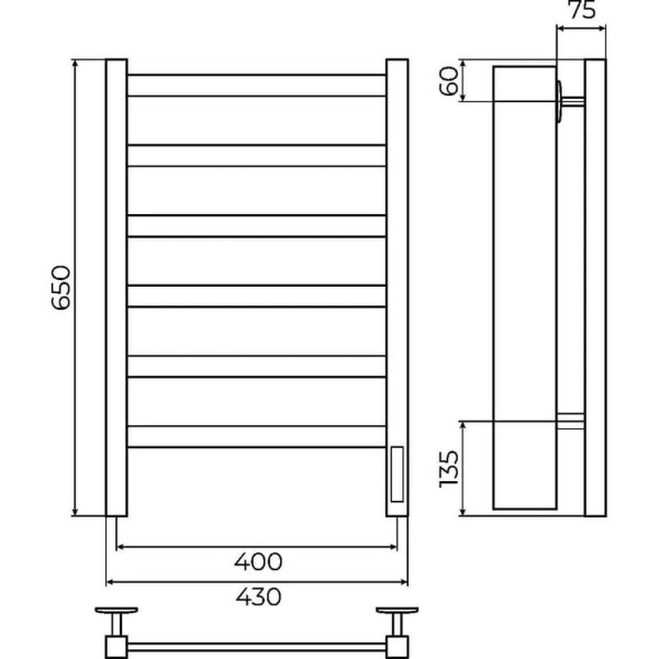 Полотенцесушитель электрический Terminus Ното П6 40х65. Фото 2