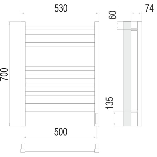 Полотенцесушитель электрический Terminus Ното П9 50х70. Фото 2