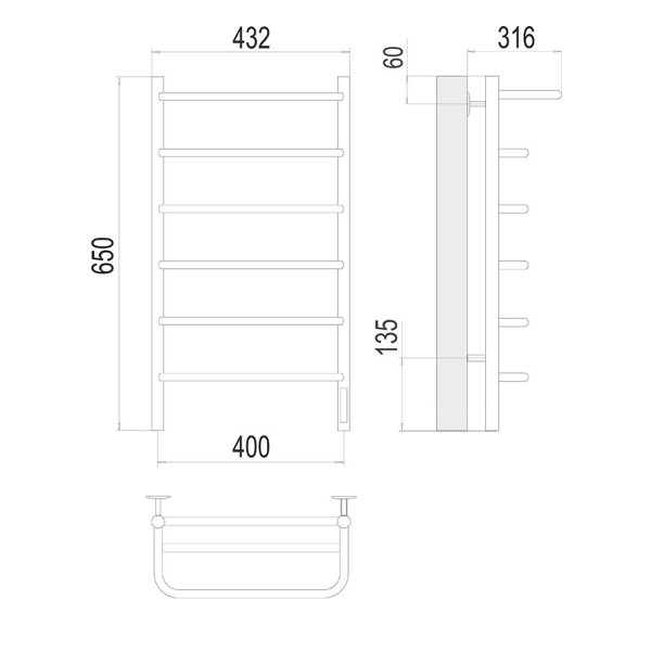Полотенцесушитель электрический Terminus Полка П6 40х65. Фото 2
