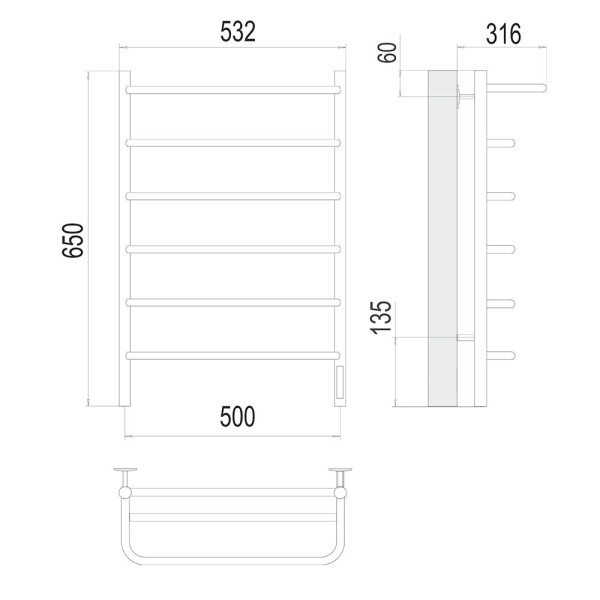 Полотенцесушитель электрический Terminus Полка П6 50х65. Фото 2