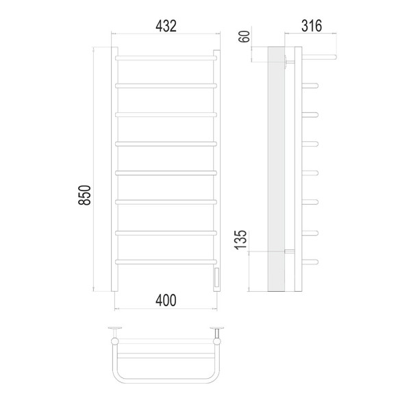 Полотенцесушитель электрический Terminus Полка П8 40х85. Фото 2