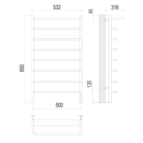 Полотенцесушитель электрический Terminus Полка П8 50х85. Фото 2