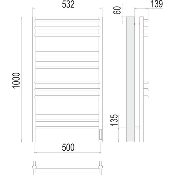 Полотенцесушитель электрический Terminus Прато П12 50х100. Фото 2