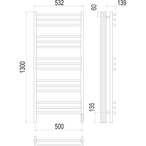 Полотенцесушитель электрический Terminus Прато П15 50х130. Фото 2