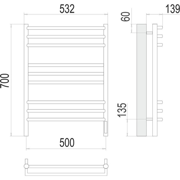 Полотенцесушитель электрический Terminus Прато П9 50х70. Фото 2