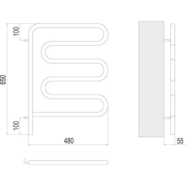Полотенцесушитель электрический Terminus Ш-обр 45х57, поворотный. Фото 2