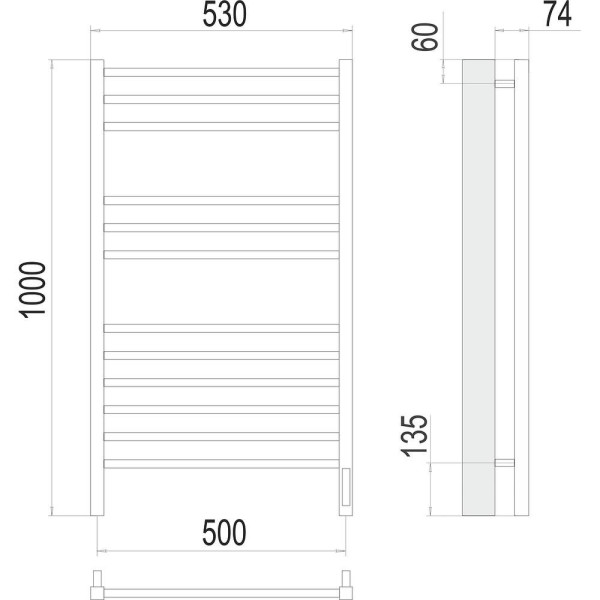 Полотенцесушитель электрический Terminus Сицилия П12 50х100. Фото 2
