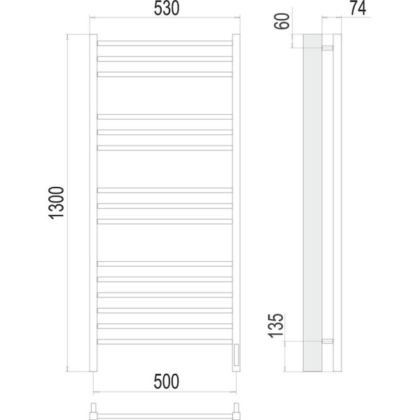 Полотенцесушитель электрический Terminus Сицилия П15 50х130. Фото 2