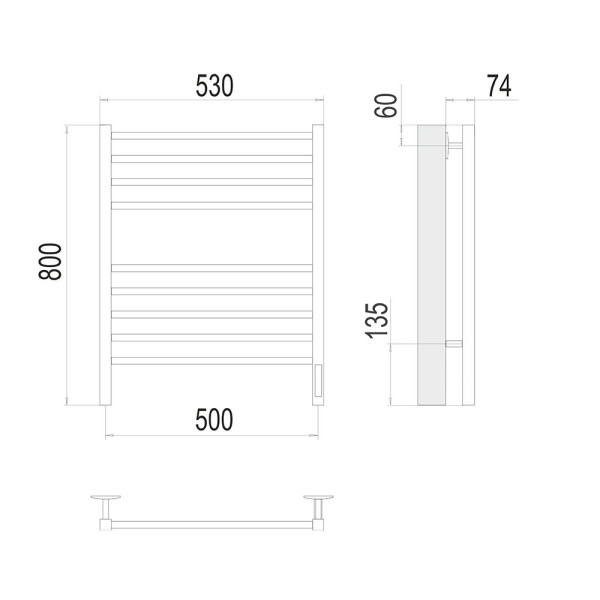 Полотенцесушитель электрический Terminus Сицилия П8 50х80 КС, черный муар. Фото 2